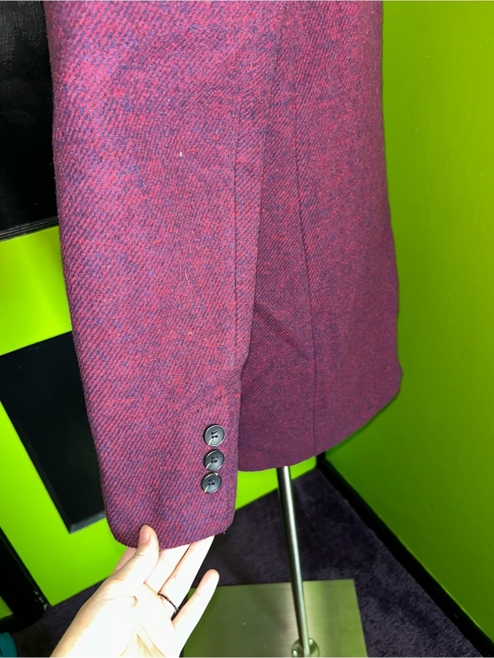 Women's Plum Acrylic Blend Single-Breasted Coat - Picture 7 of 12